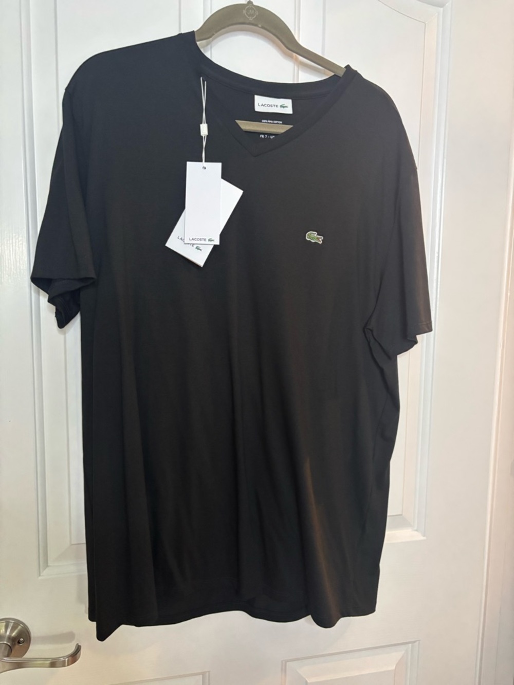 NWT Lacoste Men’s Black V-Neck Tee size XXL